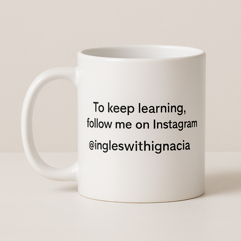 Taza “Present Simple – Aprende inglés con tu café ☕📚”